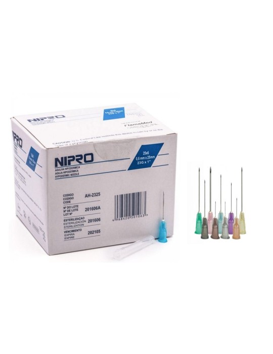 Agujas hipodérmicas Nipro 23G x 1 (0,6 x 25 mm) - Azul