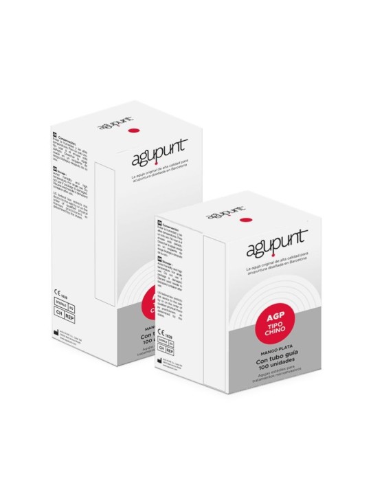 Aguja China Plata con guía (100 ud.) Agupunt 0,30 x 25