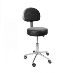 Taburete con respaldo HC Negro Base Cromada