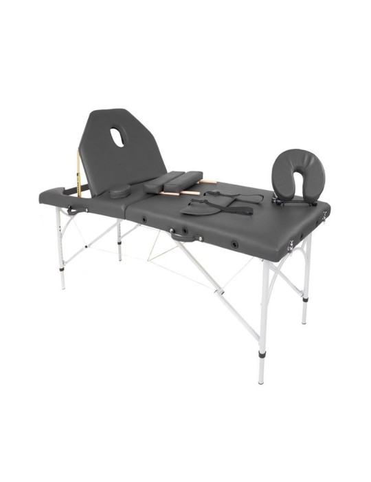 Camilla Plegable Aluminio con respaldo HC Negra 70 x 186 cm