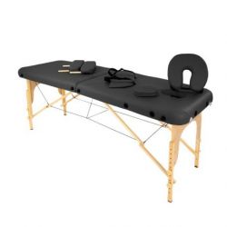 Camilla Plegable Madera sin respaldo HC Negra 60 x 186 cm