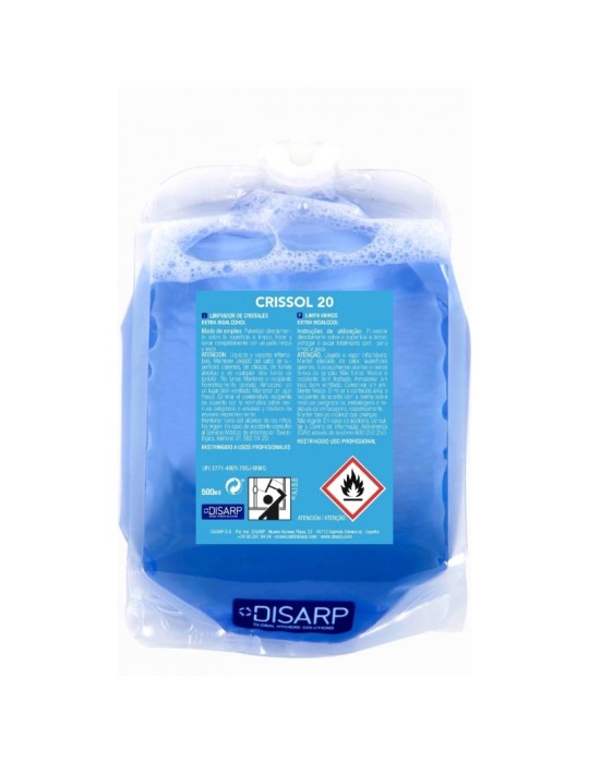 Crissol 20 Eco Z cargas 12x500 ml.(limpiacristales extra bioalcohol)