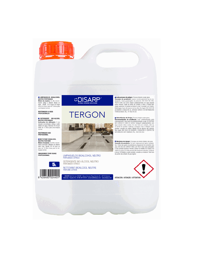 Tergon  5 L. - ( limpiasuelos bioalcohol neutro perfumado )