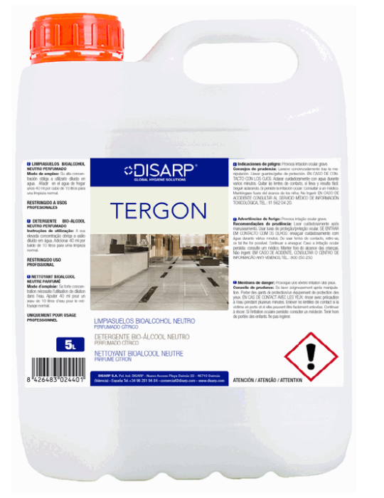 Tergon  5 L. - ( limpiasuelos bioalcohol neutro perfumado )
