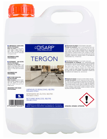 Tergon  5 L. - Caja 4 unid. ( limpiasuelos bioalcohol neutro perfumado )
