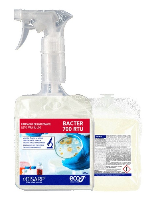 Bacter 700  RTU ECO Z 5 L. ( desinfectante uso directo ) 12 x 500 ML