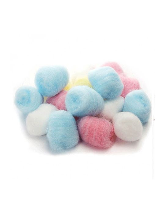 Algodón en bolitas de colores, 100 und.