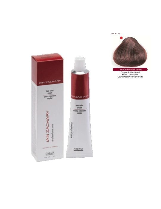 Ian Zachary Tinte Profesional Nº 7.43 Rubio Cobrizo Dorado 100 ml.