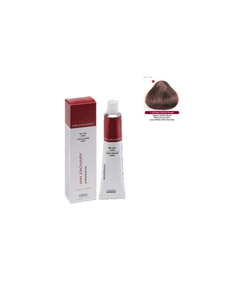 Ian Zachary Tinte Profesional Nº 7.43 Rubio Cobrizo Dorado 100 ml.