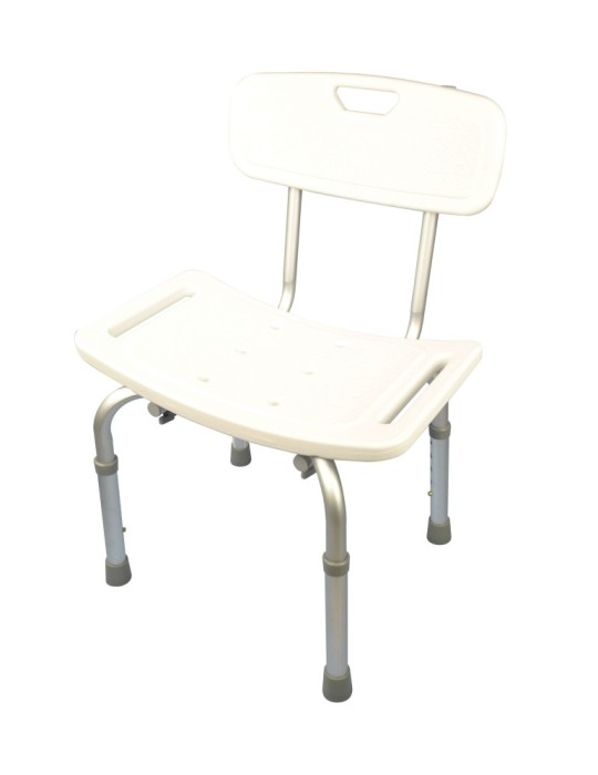 Taburete de ducha de aluminio de altura regulable con respaldo