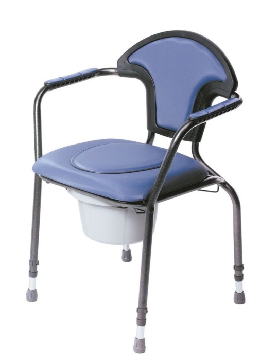 Silla con inodoro estándar regulable. Azul