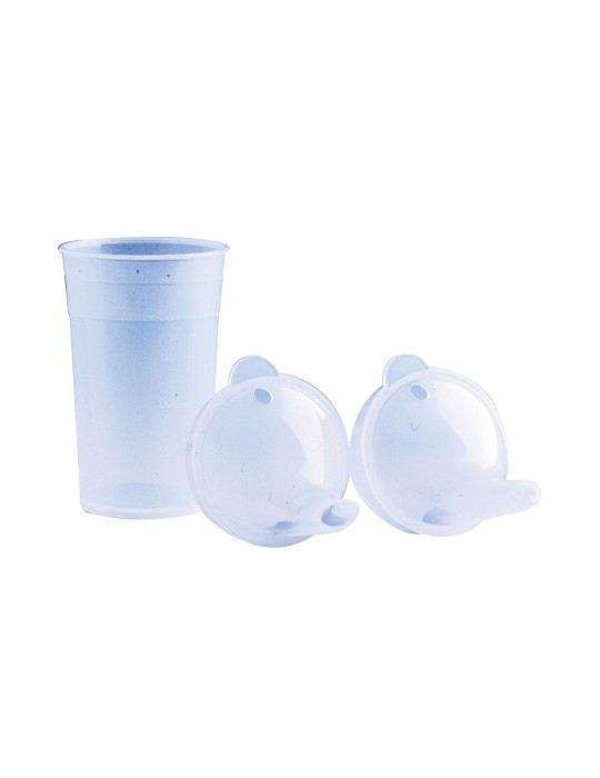 Set de vasos con tapa de boquilla larga. Transparente