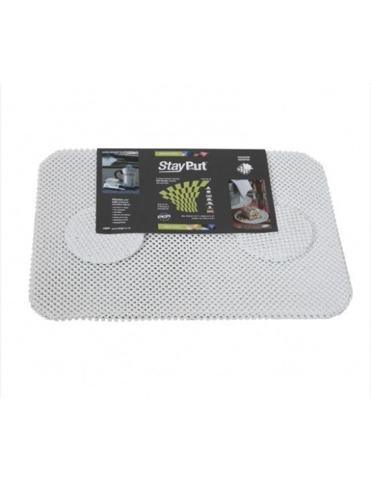 Conjunto mantel indivual y posavasos anti-deslizante StayPut blanco