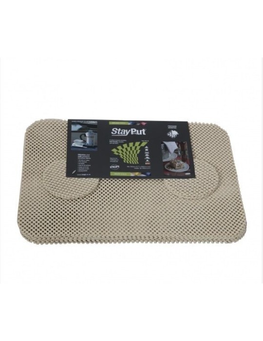 Conjunto mantel indivual y posavasos anti-deslizante StayPut almendra