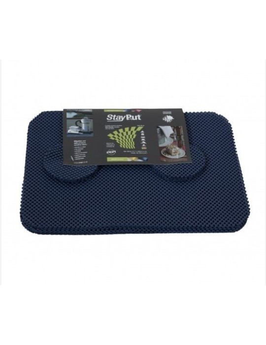 Conjunto mantel indivual y posavasos anti-deslizante StayPut azul añil