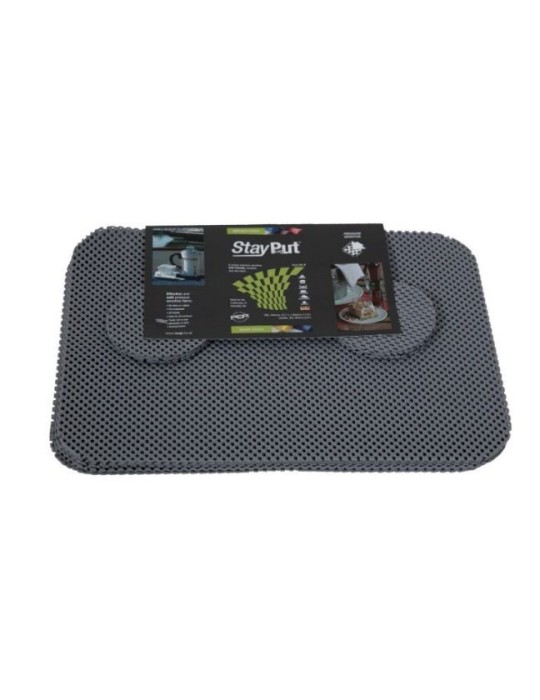 Conjunto mantel indivual y posavasos anti-deslizante StayPut gris