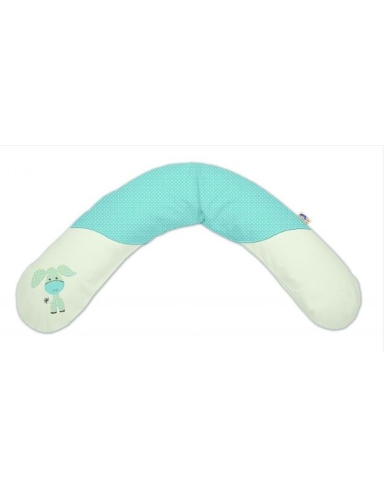 Funda para cojín de lactancia Theraline, 190 x 38 cm. Azul claro- Blanco