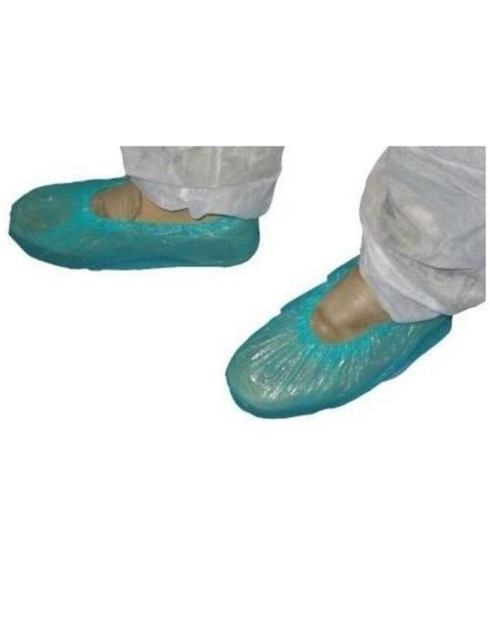 Cubre zapatos desechables de plástico verdes, 100 und.