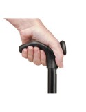 Bastón plegable y ajustable de empuñadura confort para zurdos. Negro