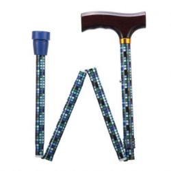 Bastón plegable 76 - 89 cm - Cuadrículas azules