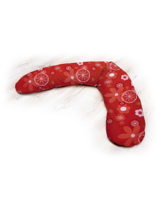 Funda para Cojin de lactancia Theraline, 190 x 38 cm. Flores rojas retro